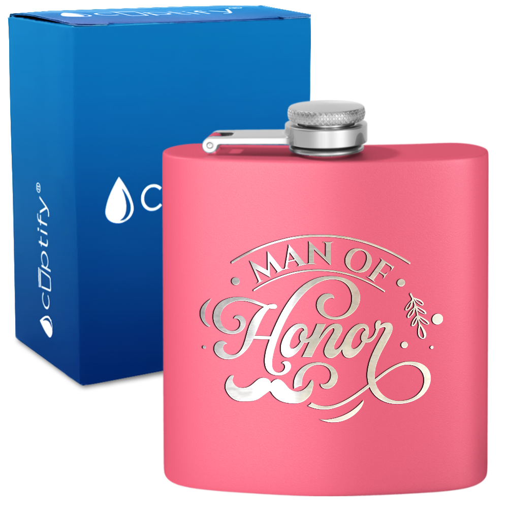 Man of Honor 6 oz Stainless Steel Hip Flask