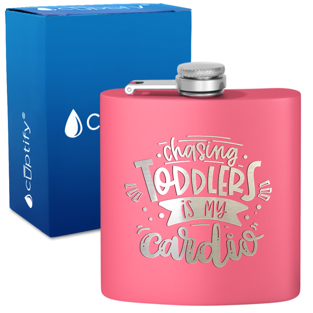 Chasing Toddlers Is My Cardio 6 oz Stainless Steel Hip Flask
