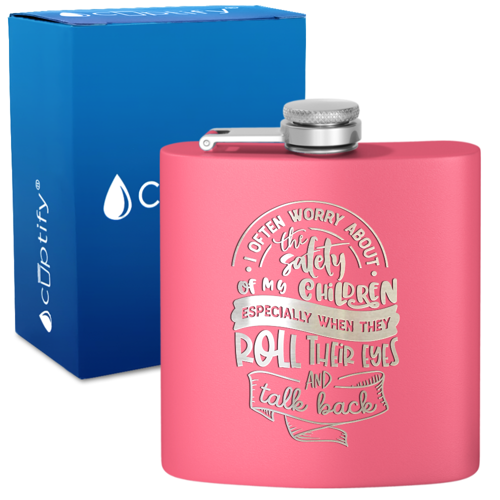 I Often Worry About The Safety 6 oz Stainless Steel Hip Flask