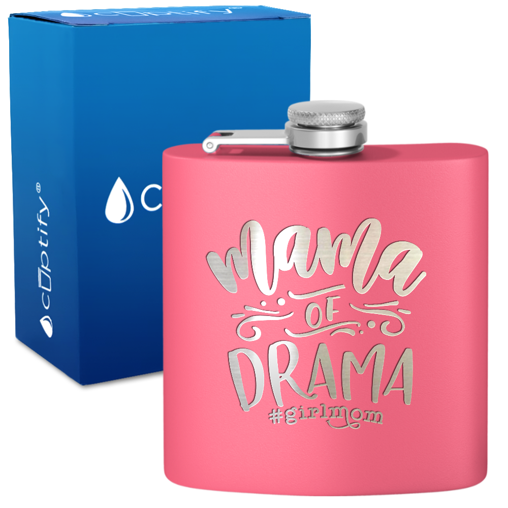 Mama of Drama 6 oz Stainless Steel Hip Flask