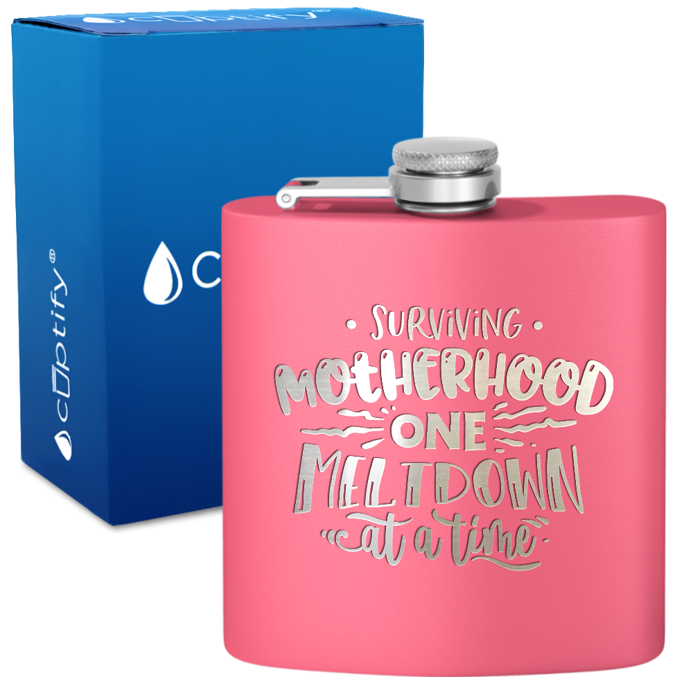 Surviving Motherhood 6 oz Stainless Steel Hip Flask