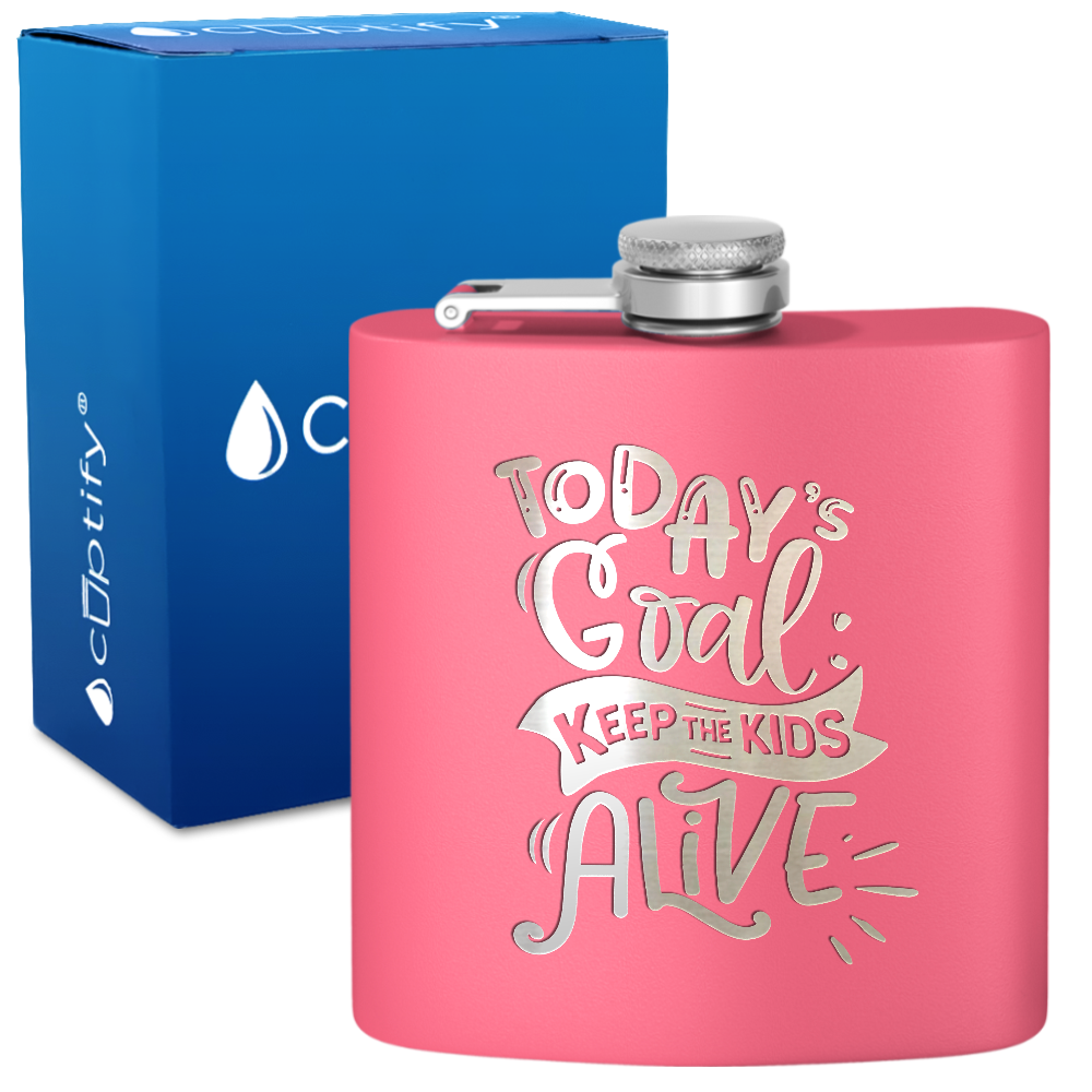 Keep The Kids Alive 6 oz Stainless Steel Hip Flask