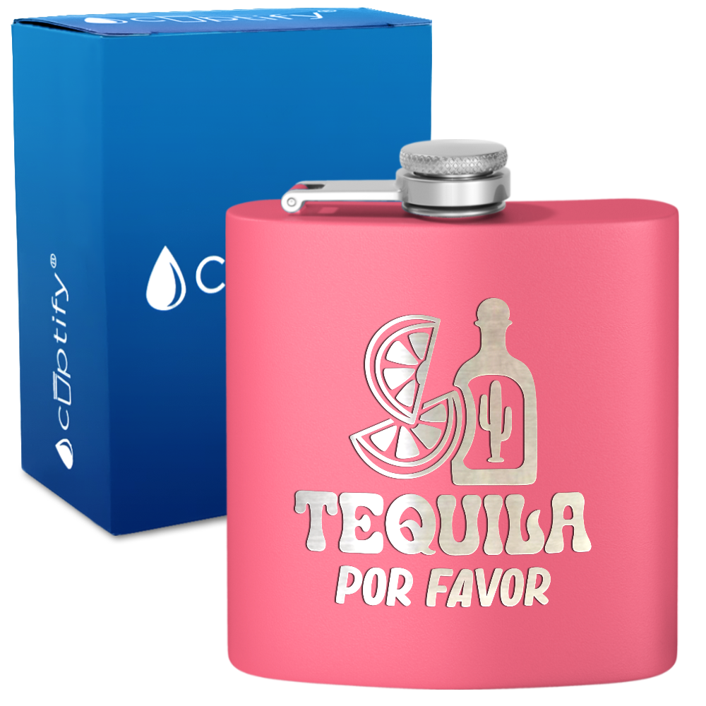 Tequila Por Favor 6 oz Stainless Steel Hip Flask