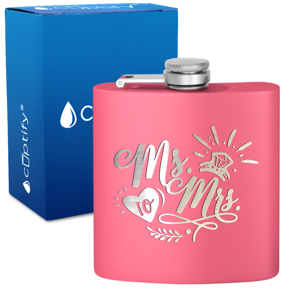 Ms. to Mrs. 6 oz Stainless Steel Hip Flask