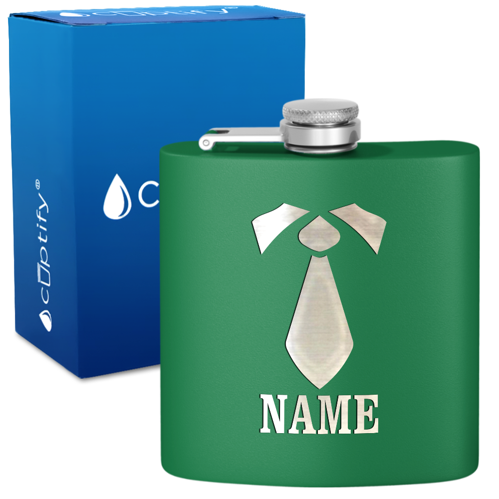 Personalized Neck Tie Groomsmen 6 oz Stainless Steel Hip Flask
