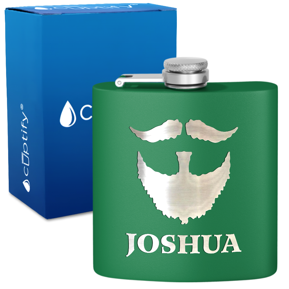 Personalized Beard Groomsmen 6 oz Stainless Steel Hip Flask