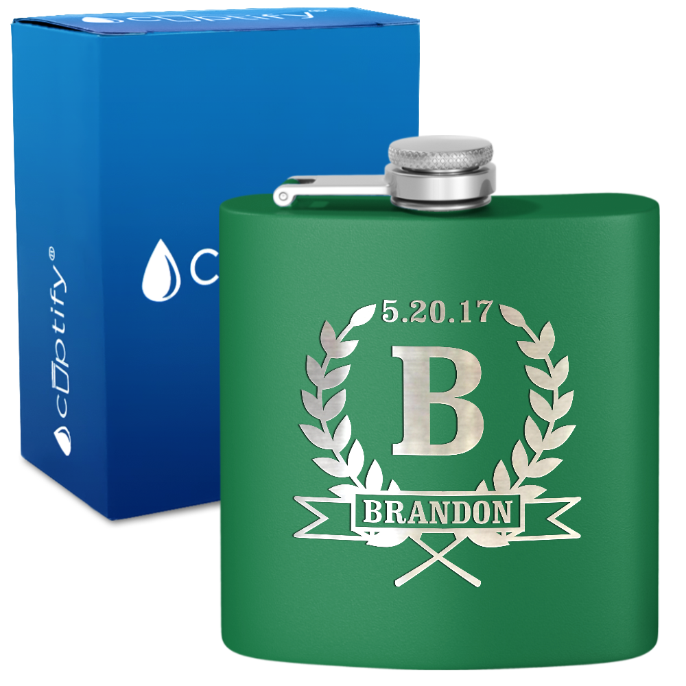 Personalized Groomsmen 6 oz Stainless Steel Hip Flask