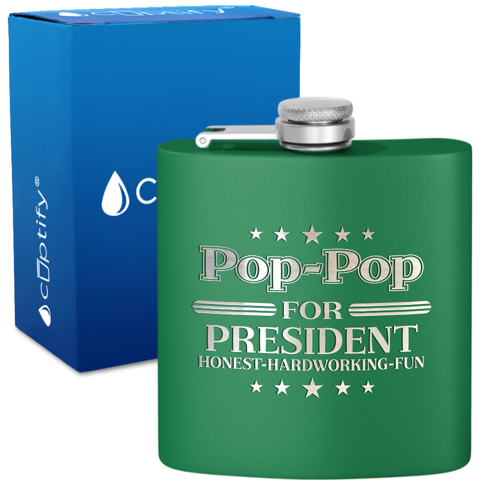 Pop-Pop for President 6 oz Stainless Steel Hip Flask