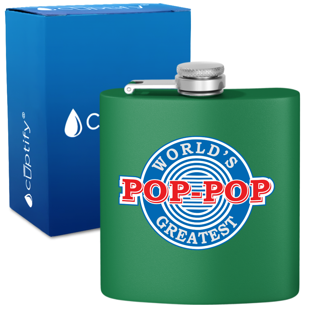 The Worlds Greatest Pop-Pop 6 oz Stainless Steel Hip Flask