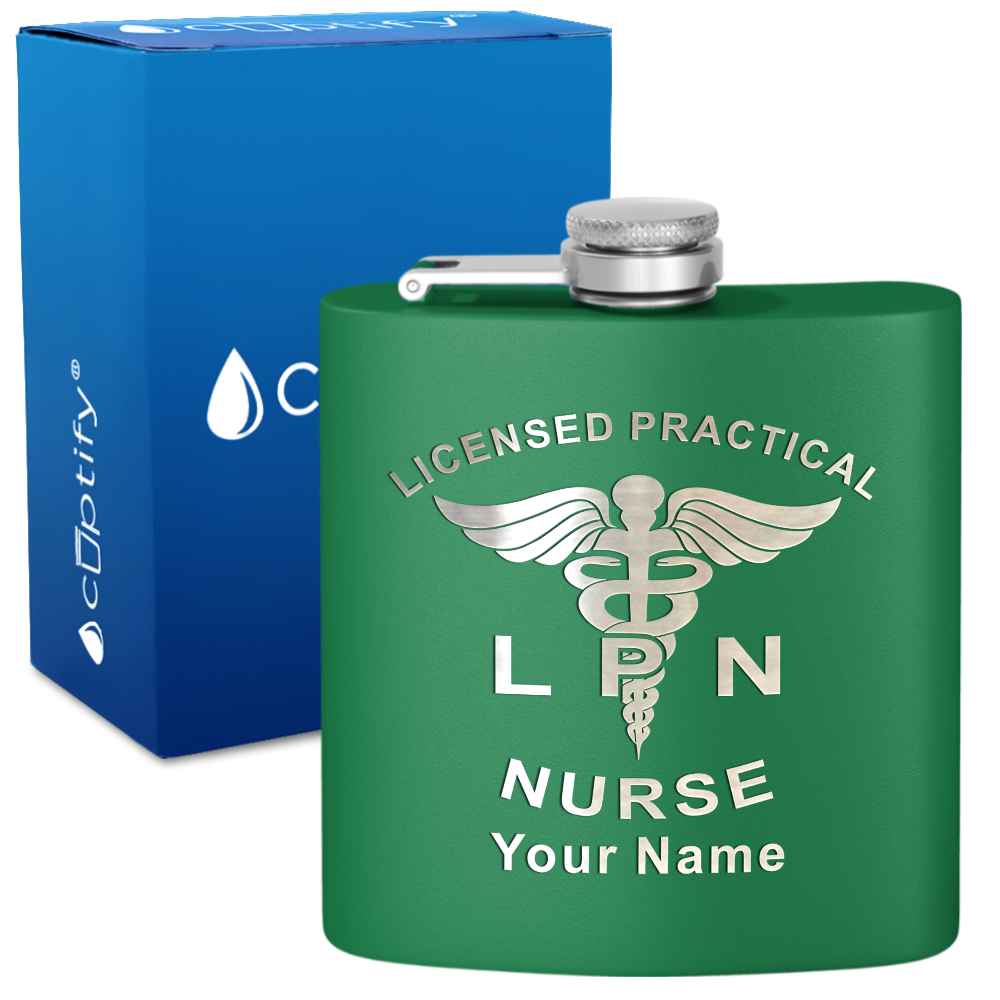 Personalized LPN Licensed Practical Nurse 6oz Stainless Steel Hip Flask