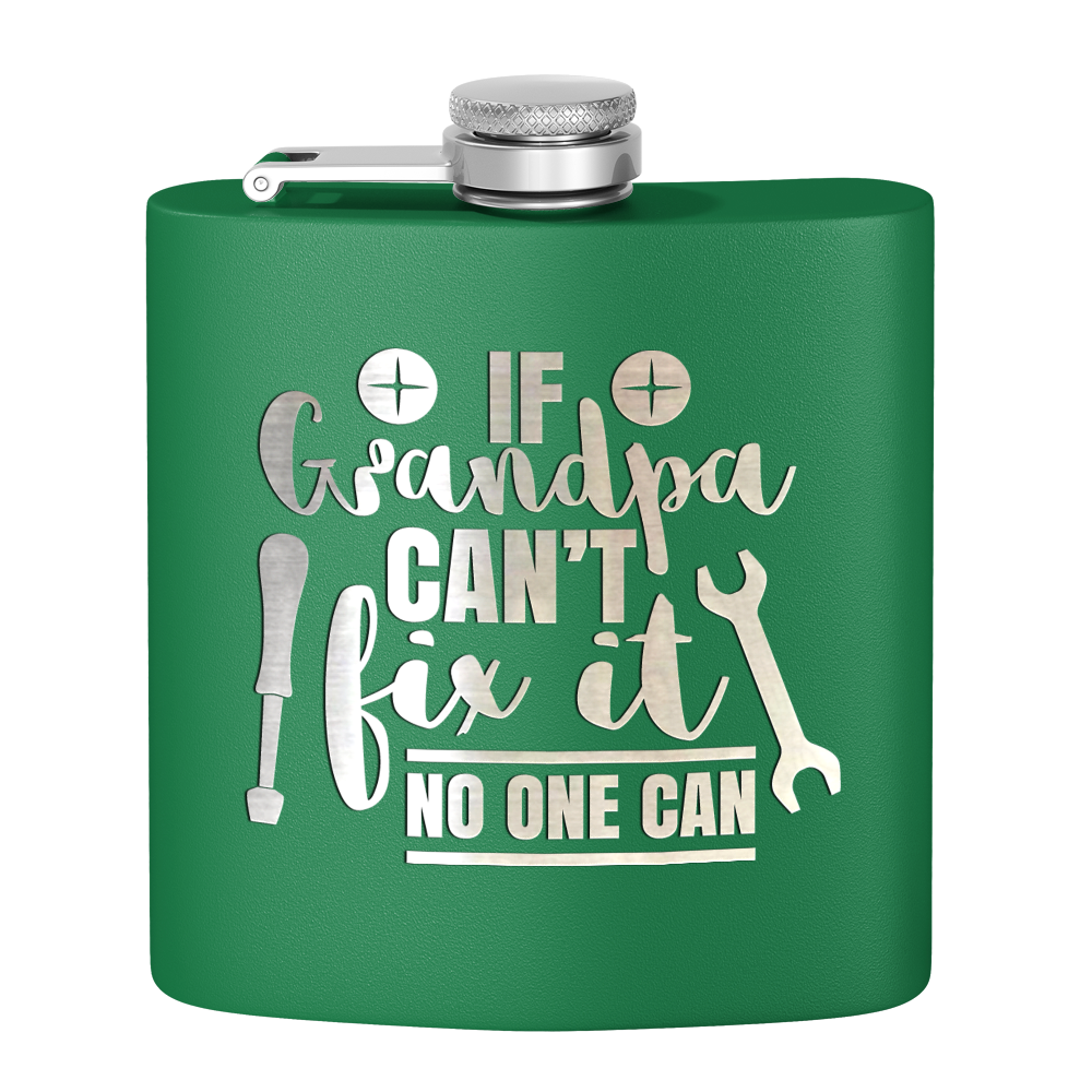 Grandpa Can Fix It 6 oz Stainless Steel Hip Flask