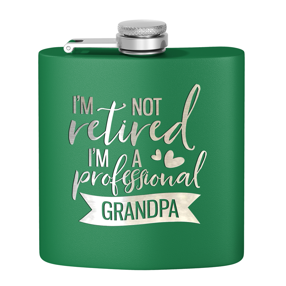 Professional Grandpa 6 oz Stainless Steel Hip Flask