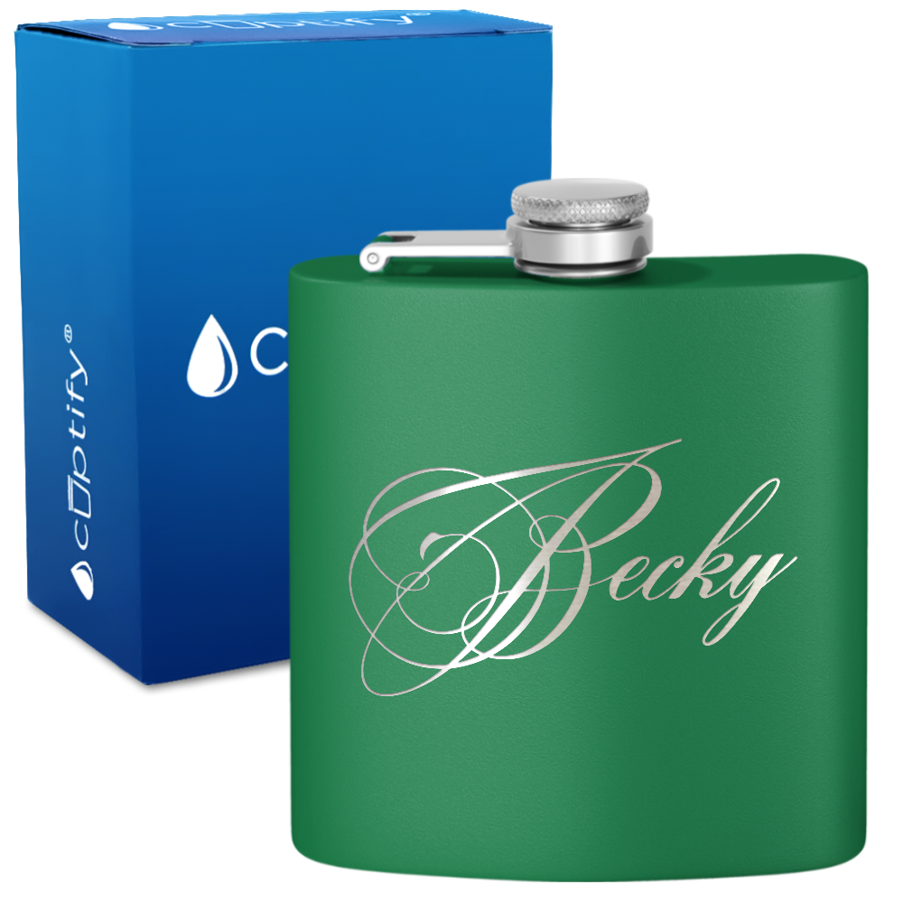 Personalized Decorative Script 6oz Hip Flask