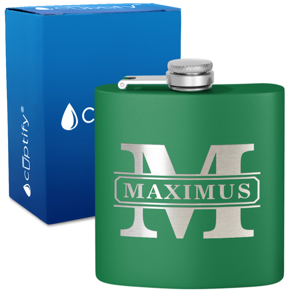 Personalized Vintage Block 6oz Hip Flask