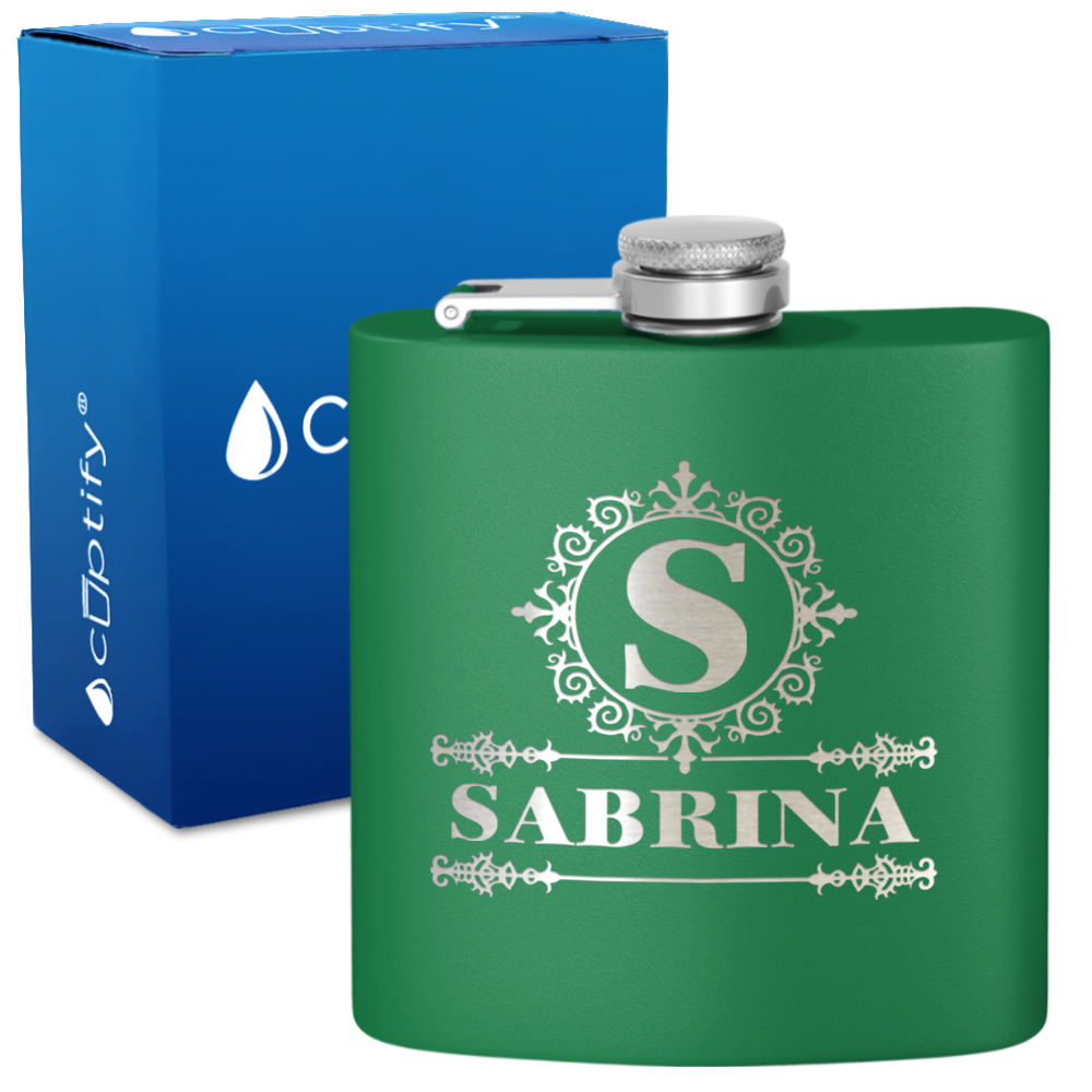 Personalized Ultramodern Initial and Name 6oz Hip Flask