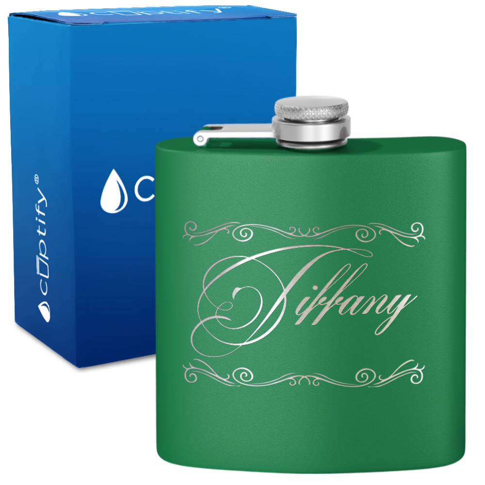 Personalized Scroll Script 6oz Hip Flask