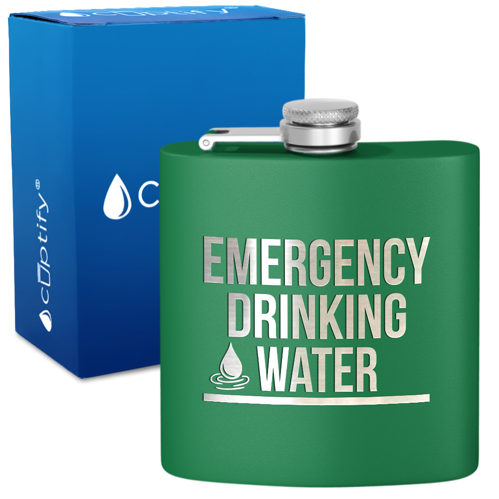 Emergency Drinking Water 6 oz Stainless Steel Hip Flask