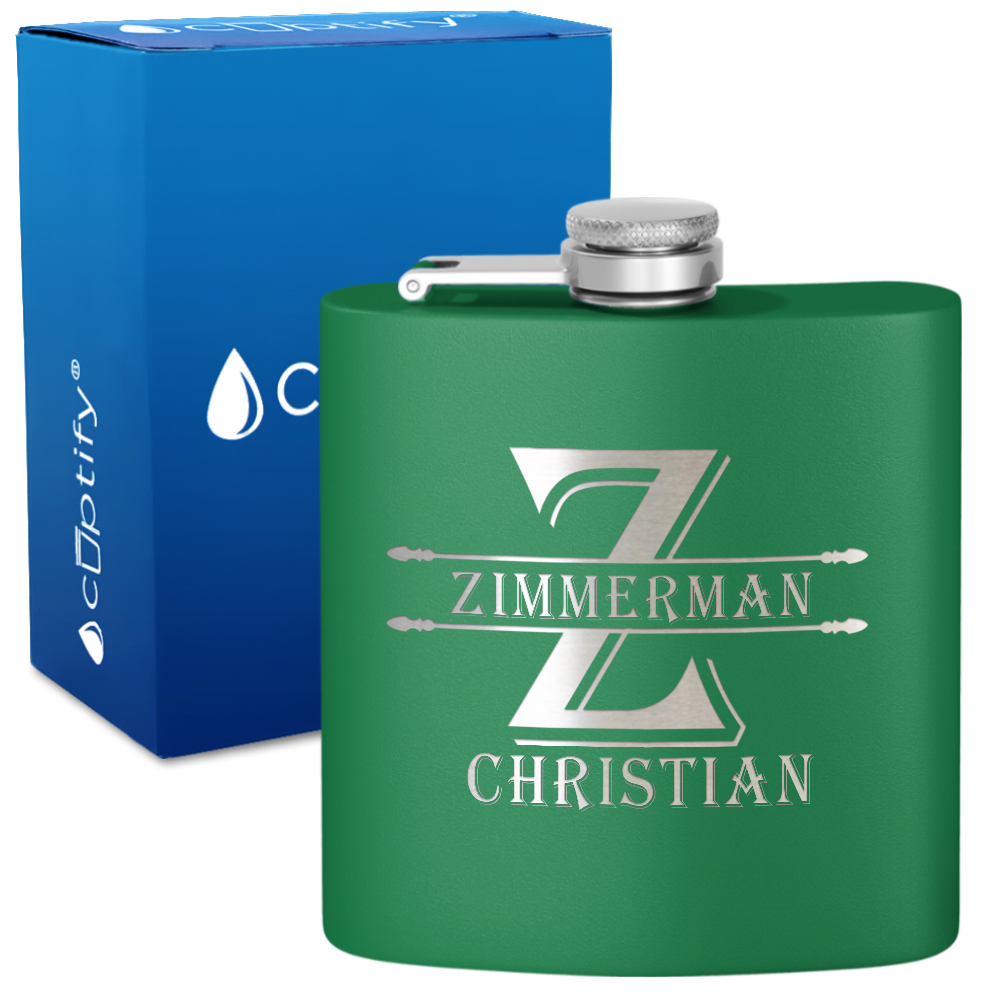 Personalized Initial Block 6oz Hip Flask