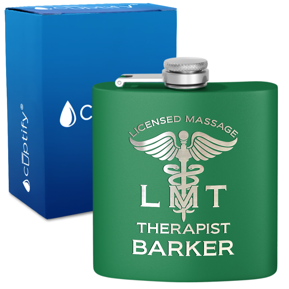 Personalized LMT Licensed Massage Therapist 6oz Stainless Steel Hip Flask