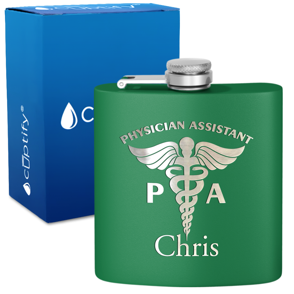 Personalized PA Physician Assistant 6oz Stainless Steel Hip Flask