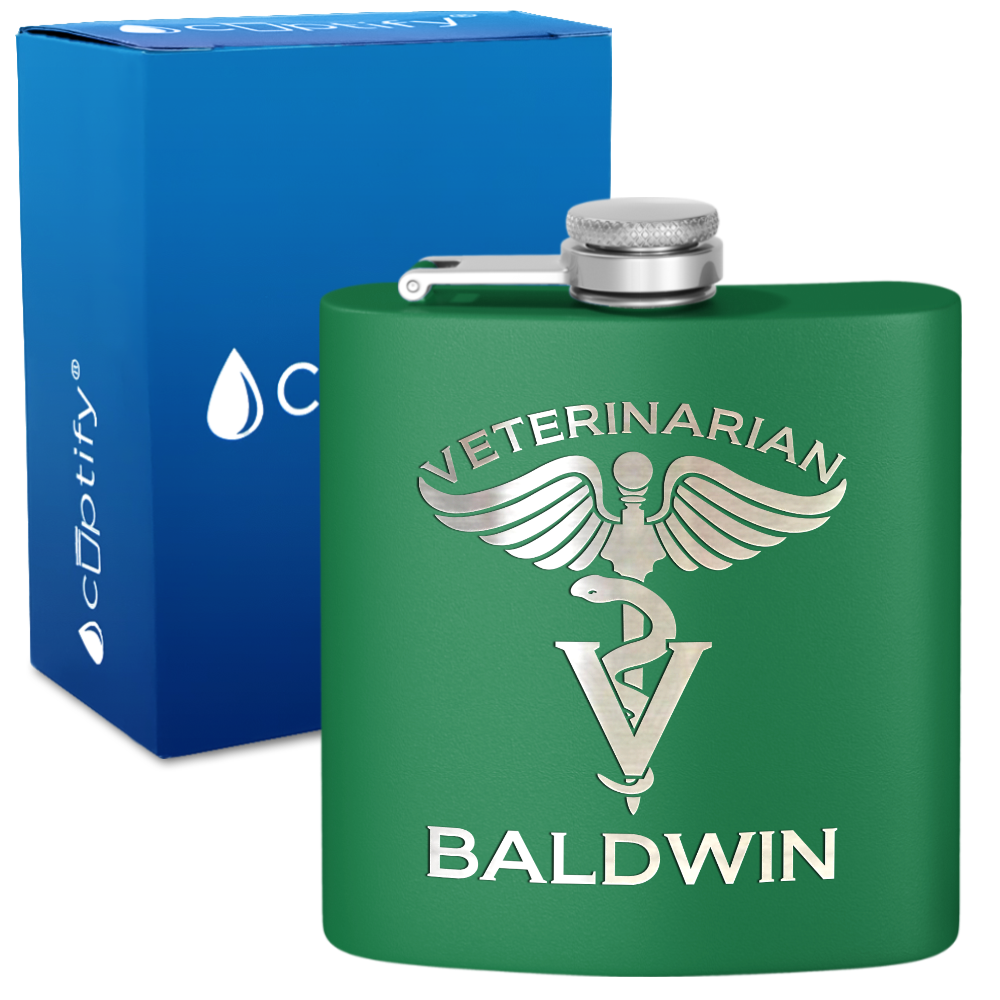 Personalized Veterinarian 6oz Stainless Steel Hip Flask