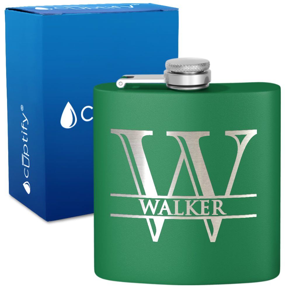 Personalized Split Script 6oz Hip Flask