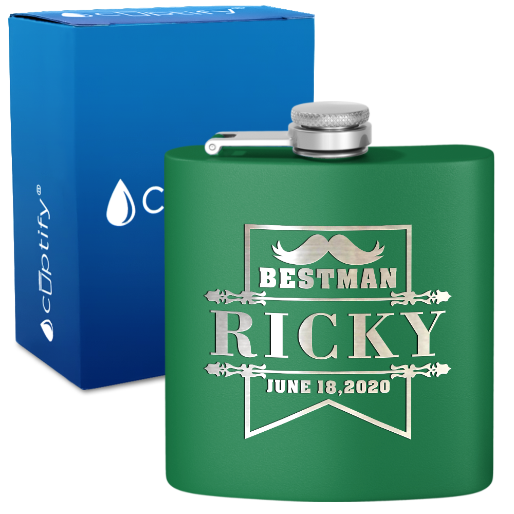 Personalized Groomsman Banner 6 oz Stainless Steel Hip Flask