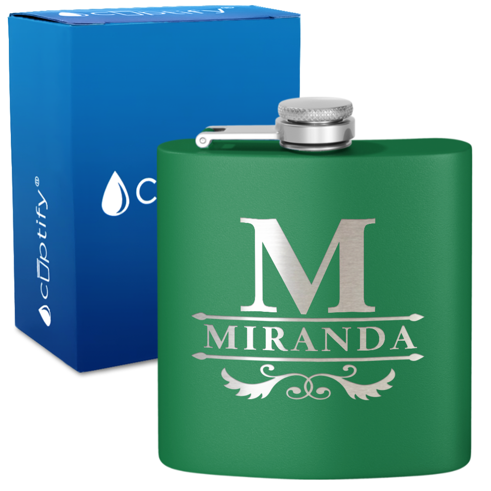 Personalized Initial Style 6oz Hip Flask