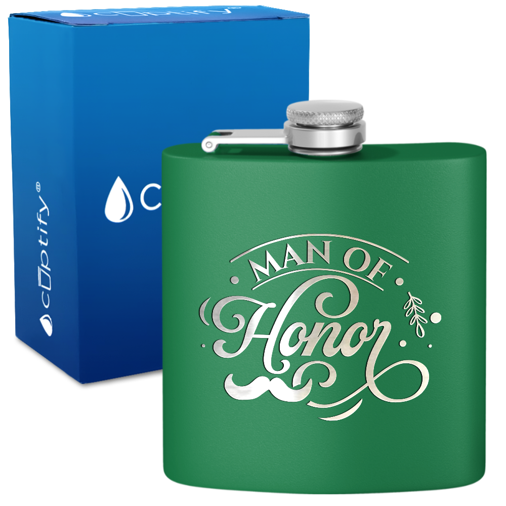 Man of Honor 6 oz Stainless Steel Hip Flask