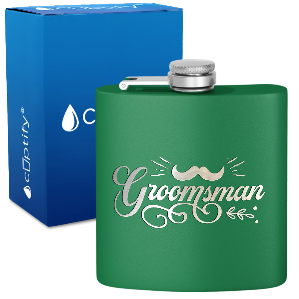 Groomsman Groovy 6 oz Stainless Steel Hip Flask