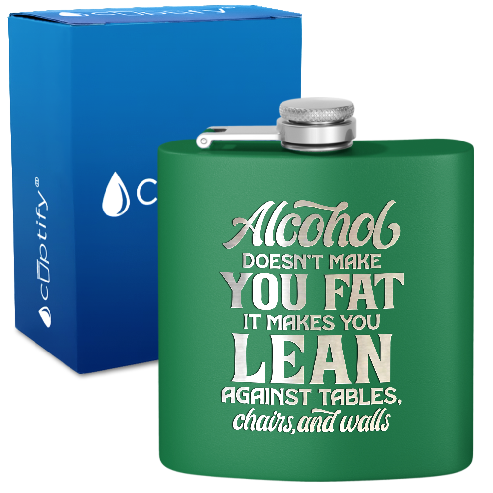 Alcohol Doesnt Make You Fat 6 oz Stainless Steel Hip Flask