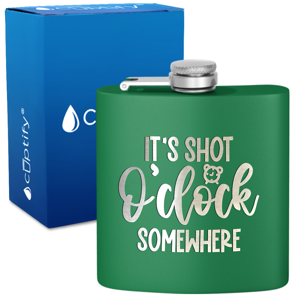 Its Shot O Clock 6 oz Stainless Steel Hip Flask