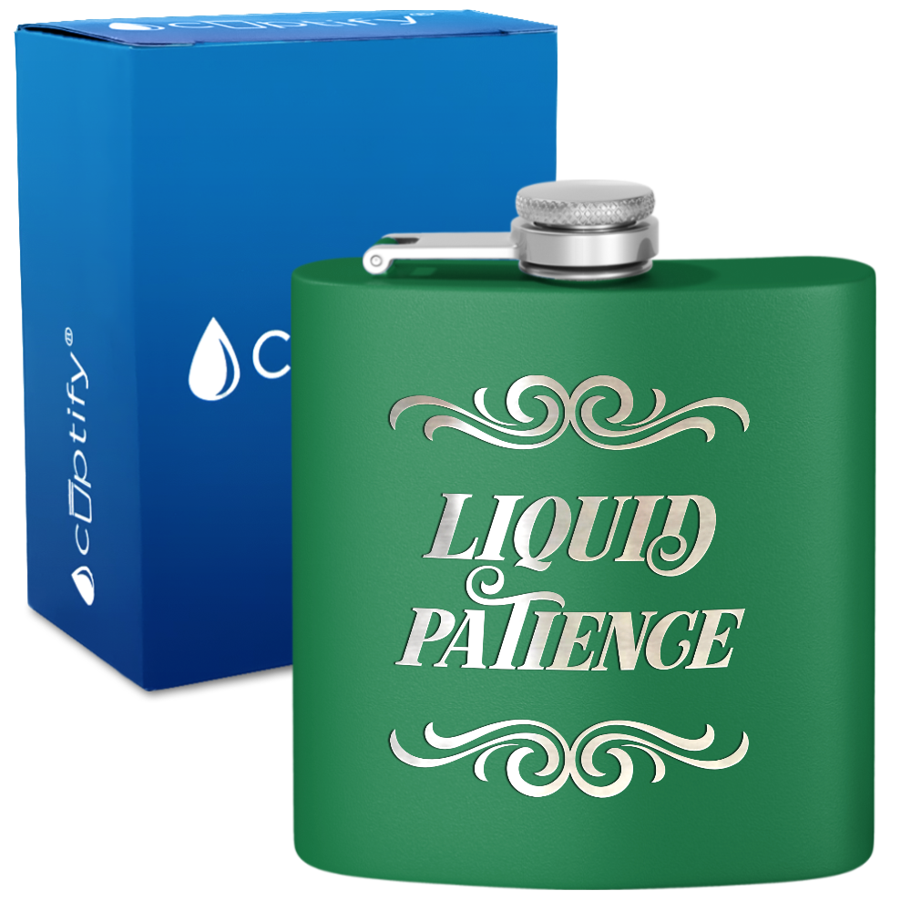 Liquid Patience 6 oz Stainless Steel Hip Flask