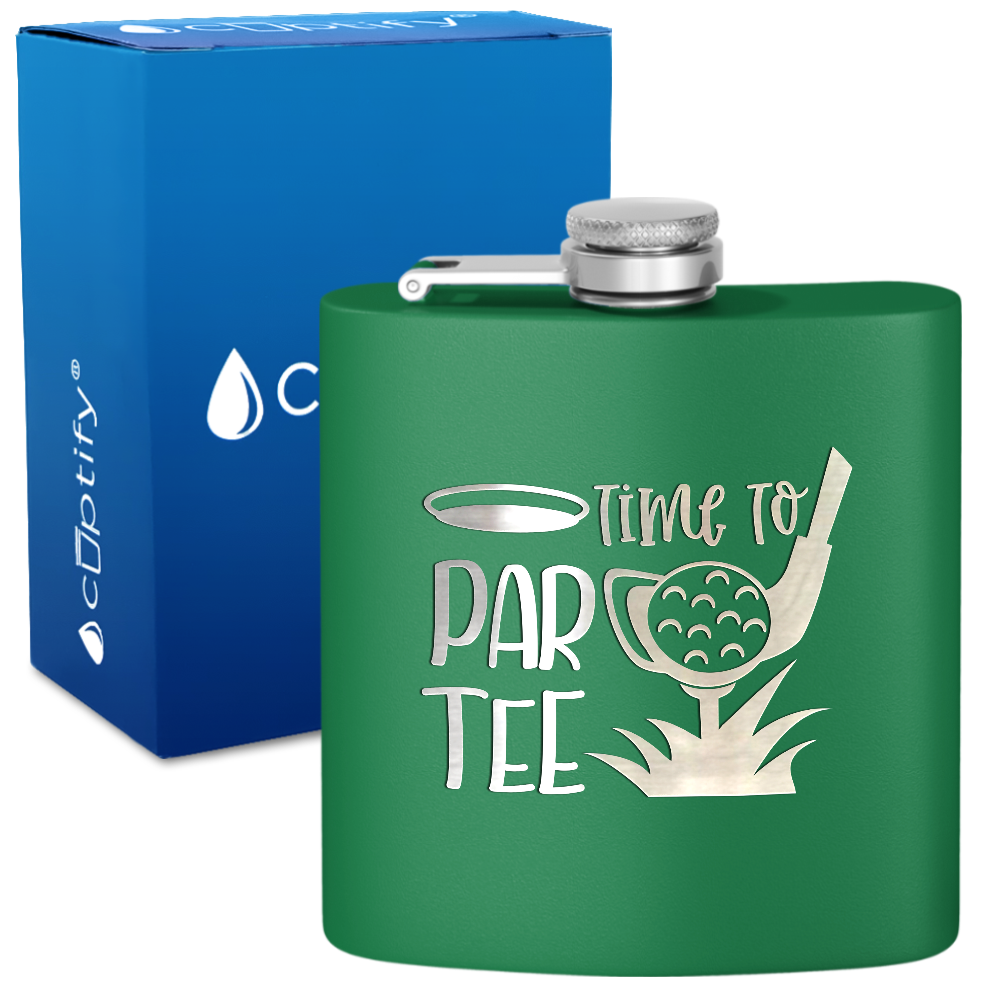 Golf Time to Par-tee 6oz Stainless Steel Hip Flask