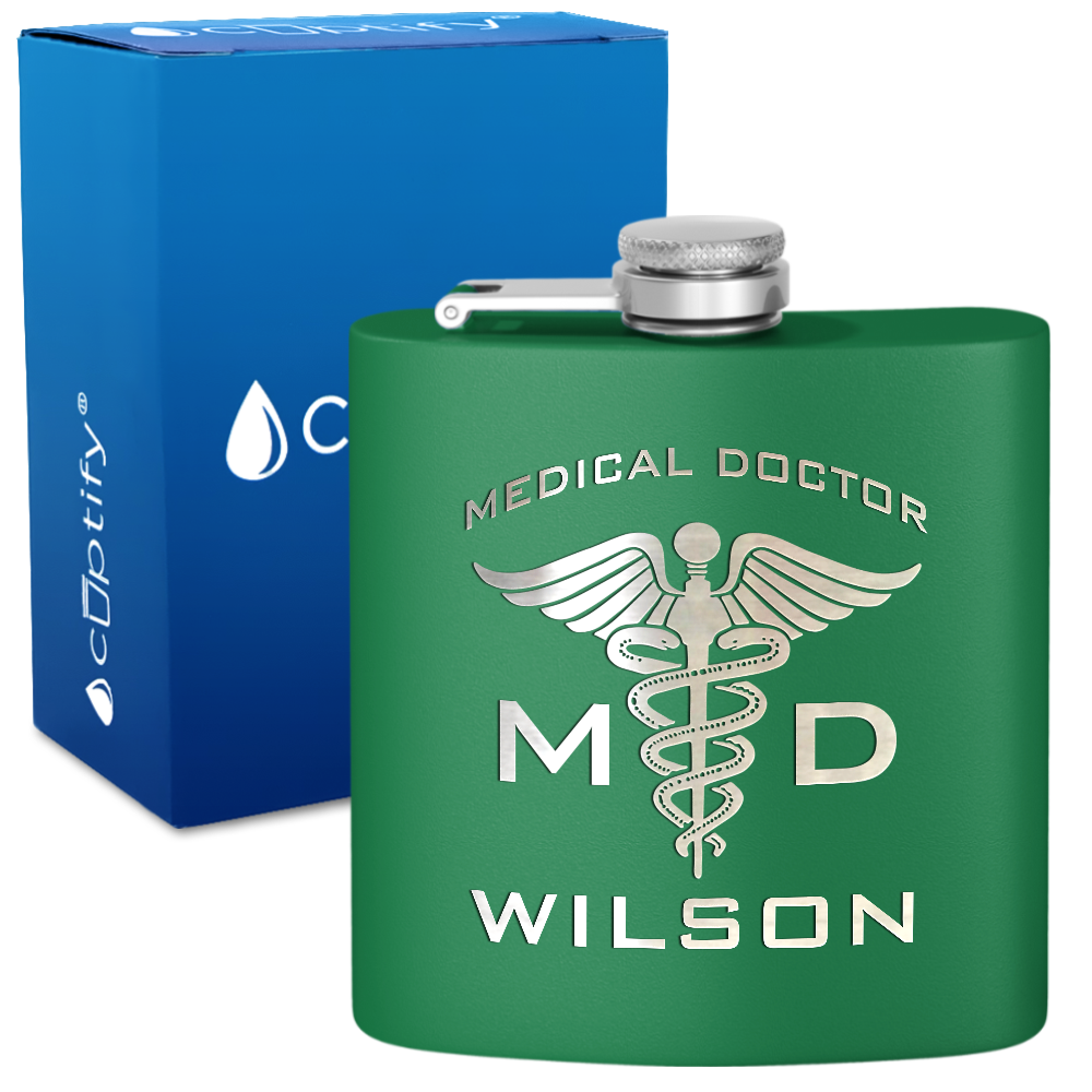 Personalized Medical Doctor 6oz Stainless Steel Hip Flask