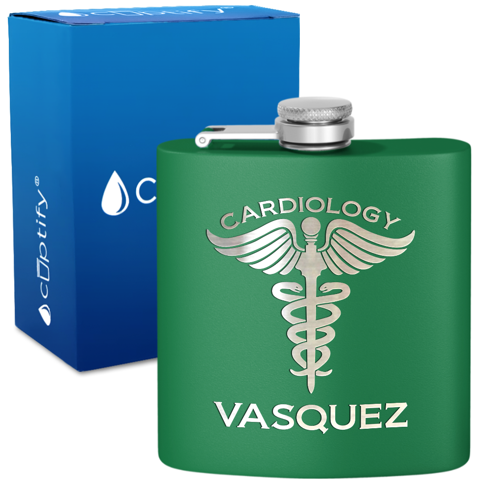 Personalized Cardiology 6oz Stainless Steel Hip Flask