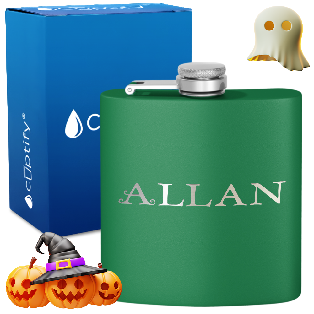 Personalized Eerie Halloween Font 6oz Hip Flask
