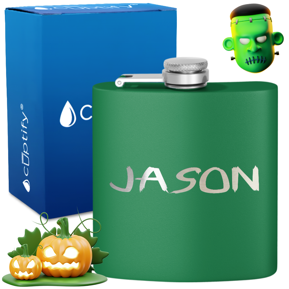 Personalized Scary Halloween Font 6oz Hip Flask