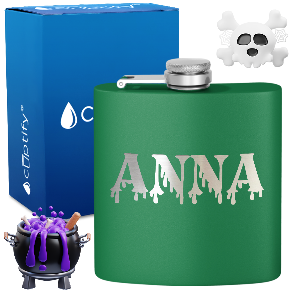 Personalized Bloody Halloween Font 6oz Hip Flask