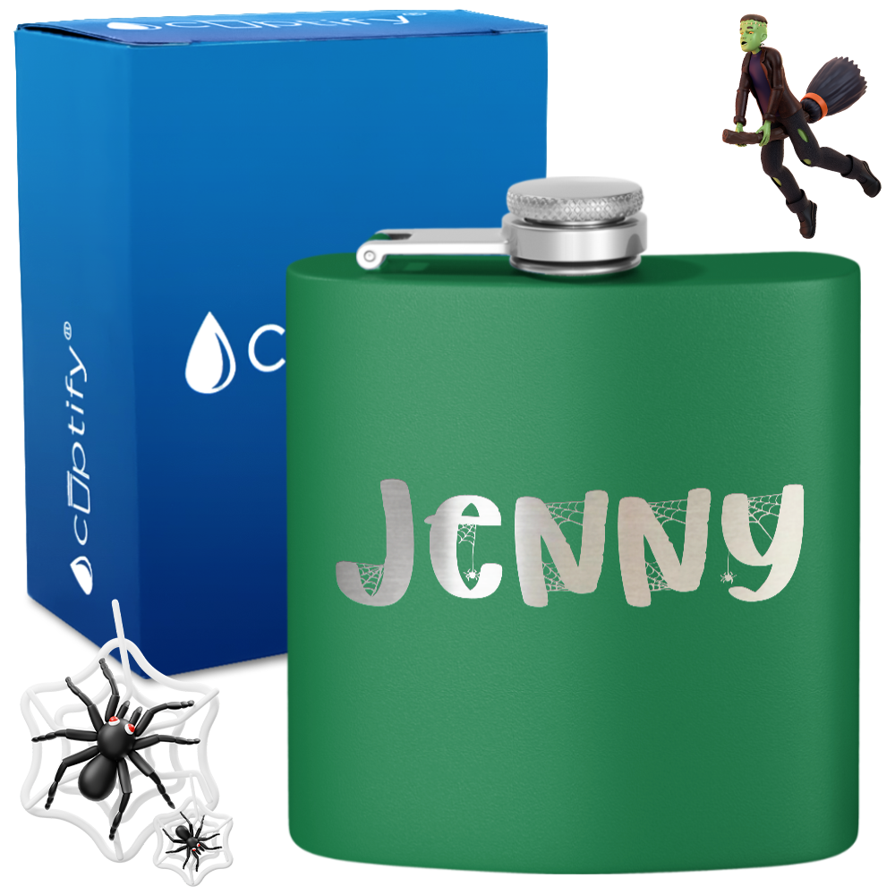 Personalized Spooky Halloween Font 6oz Hip Flask