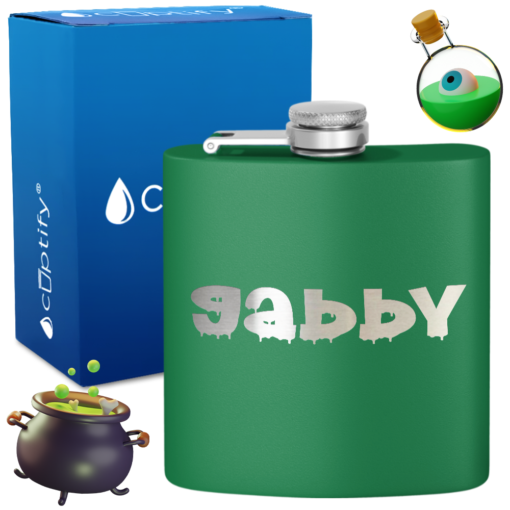 Personalized Haunted Halloween Font 6oz Hip Flask