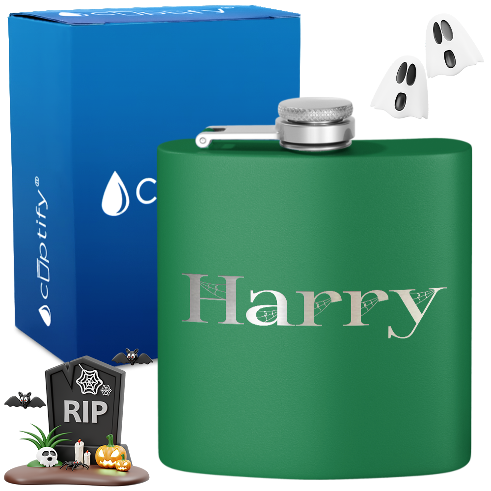 Personalized Wicked Halloween Font 6oz Hip Flask