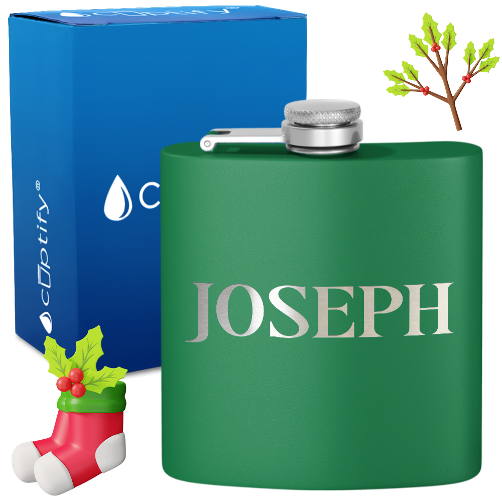 Personalized Merry Christmas Font 6oz Hip Flask