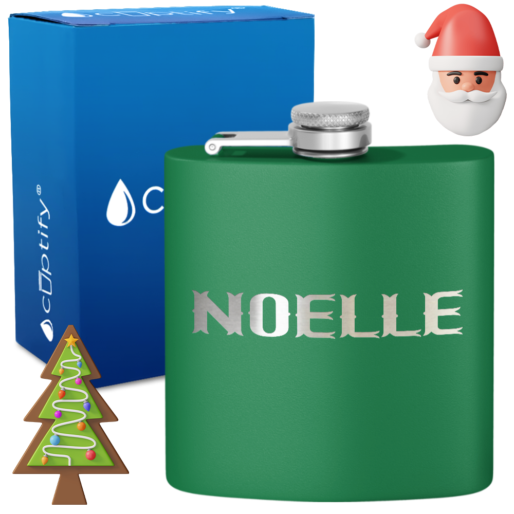 Personalized Claus Christmas Font 6oz Hip Flask