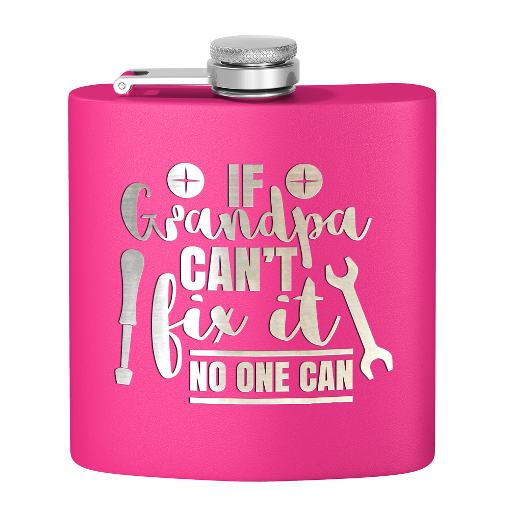 Grandpa Can Fix It 6 oz Stainless Steel Hip Flask