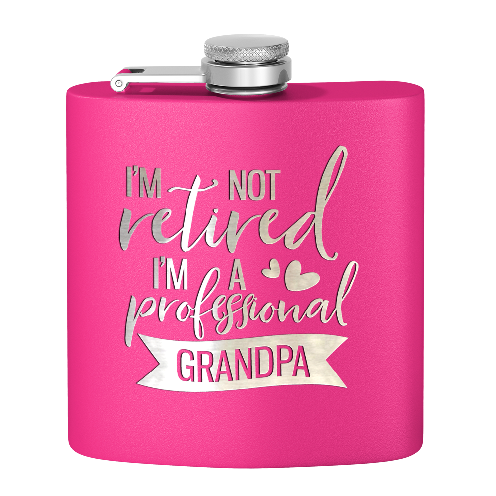 Professional Grandpa 6 oz Stainless Steel Hip Flask