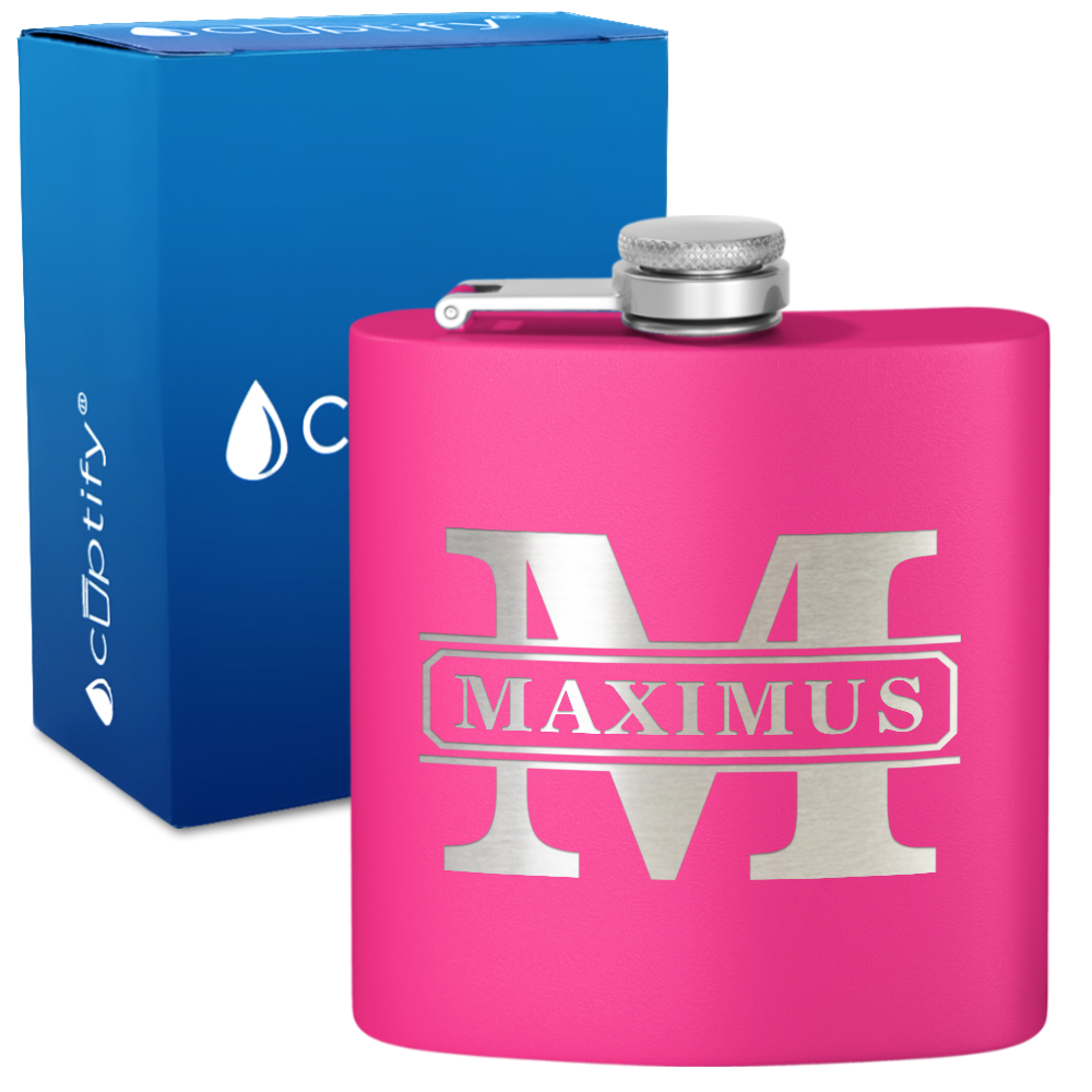 Personalized Vintage Block 6oz Hip Flask