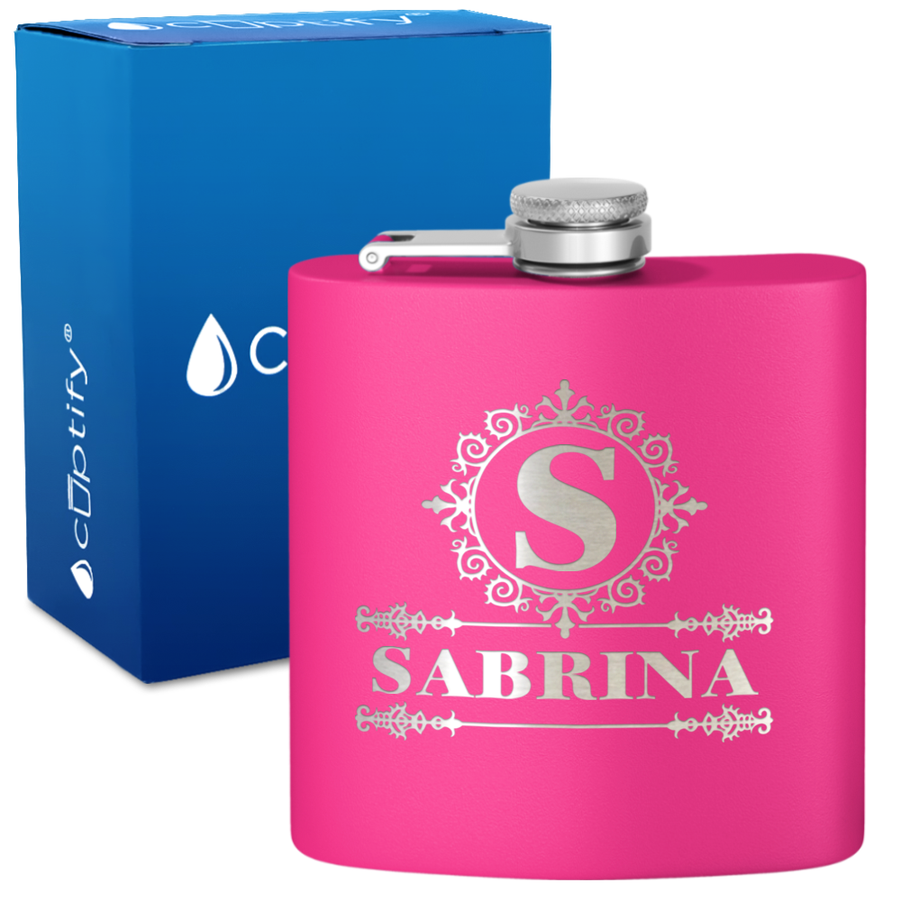 Personalized Ultramodern Initial and Name 6oz Hip Flask