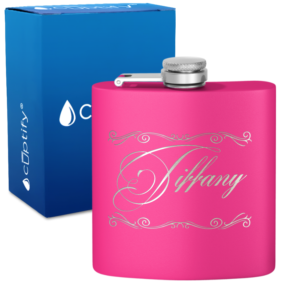 Personalized Scroll Script 6oz Hip Flask