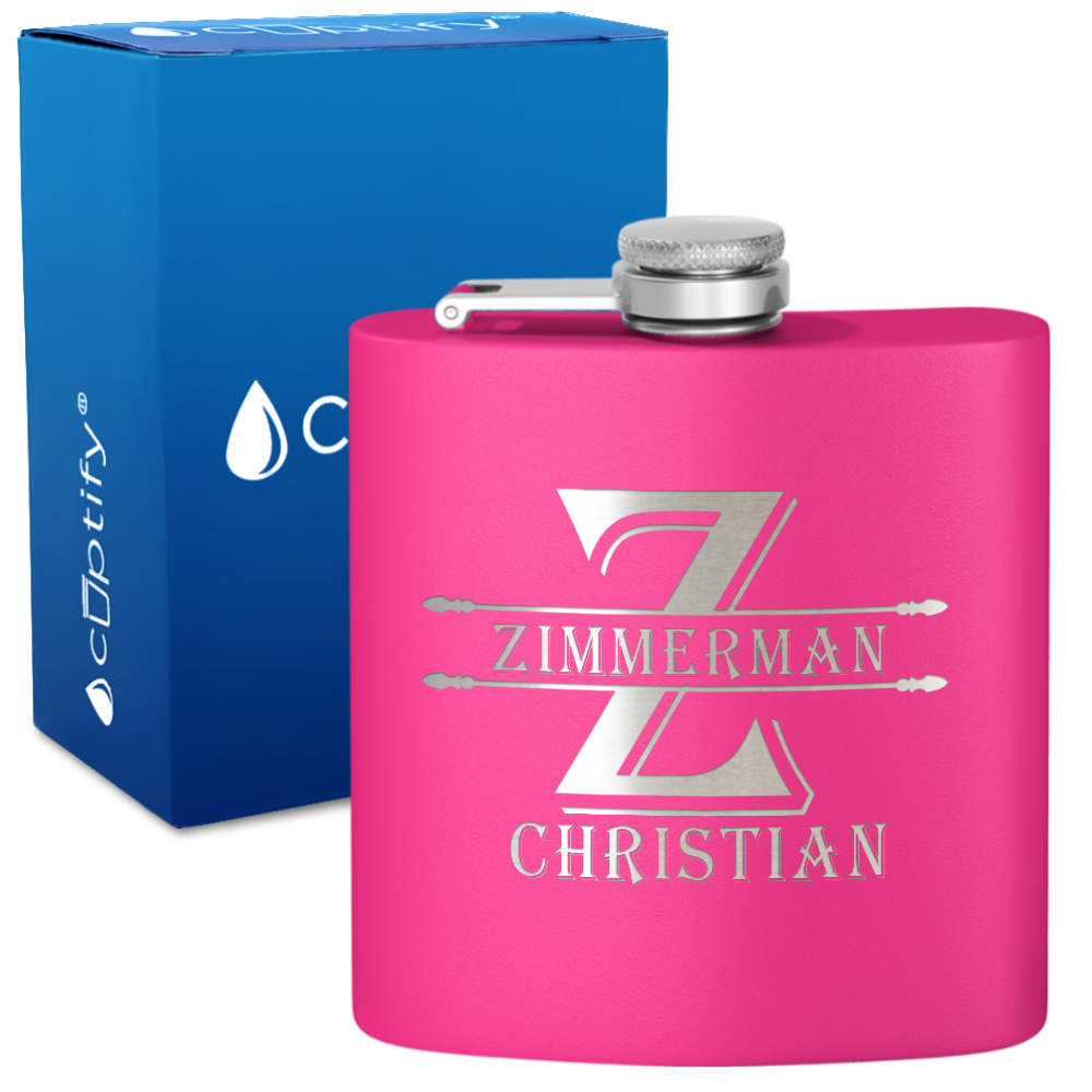 Personalized Initial Block 6oz Hip Flask